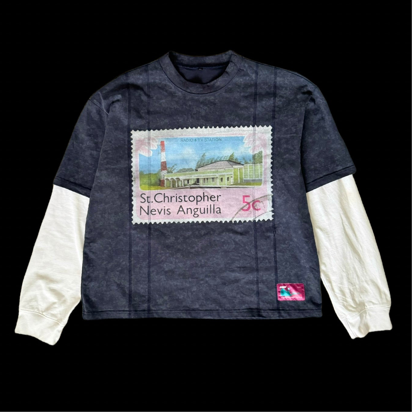 ST KITTS DOUBLE LAYERED T-SHIRT NAVY