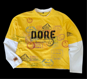 ‘STAMPEDOVER’ LAYERED LONGSLEEVE YELLOW/W