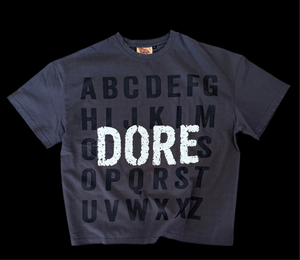 DISTRESSED ALPHABET T-SHIRT CHARCOAL