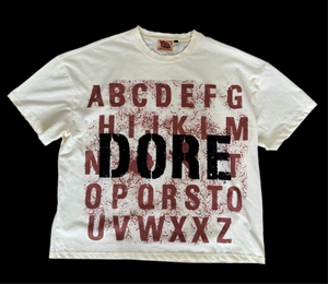 DISTRESSED ALPHABET T-SHIRT VINTAGE CREAM